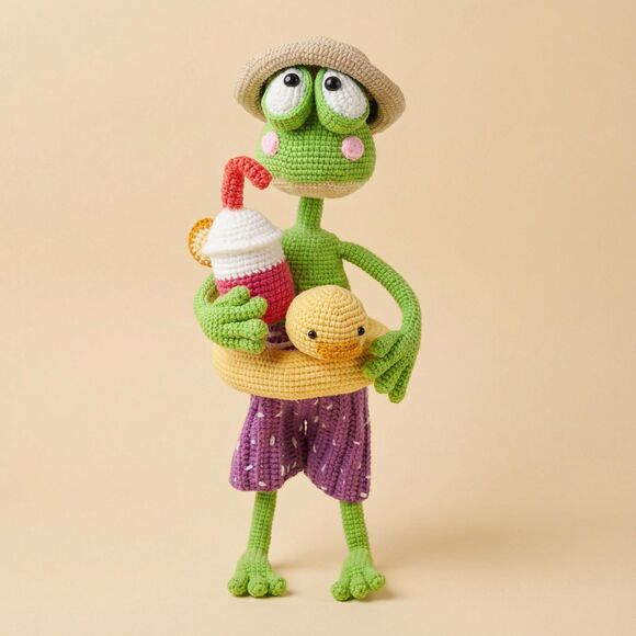 Mr. Frog Crochet toyCrochet FrogAmigurumi Summer Frog with Duck Floatie